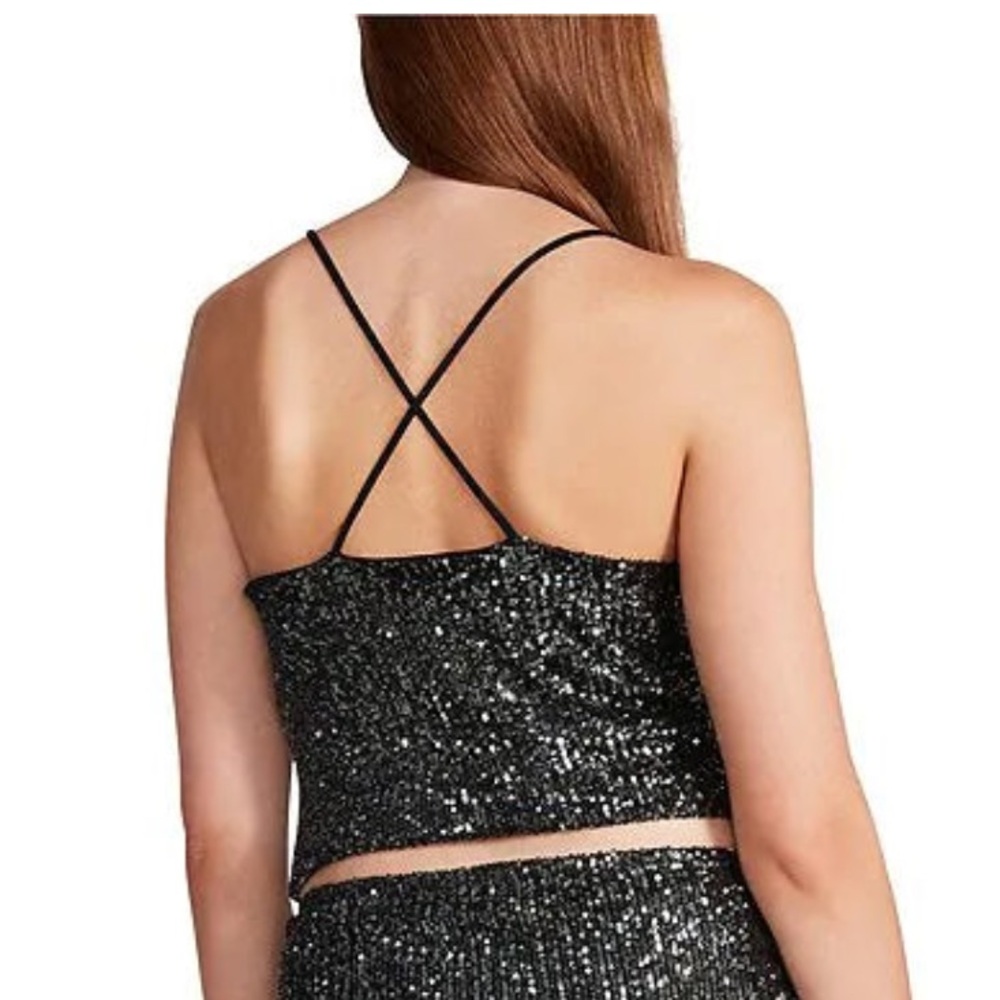 Steve Madden  Black sequined Top  size‎ Medium New Grunge Festival Night out - Picture 3 of 8
